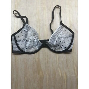 NEW Victorias Secret 32DD Unlined Low Cut Demi Bra Black White Mesh Sheer